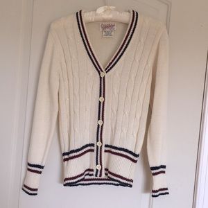 Vintage Currants by Jeri Jo New York Cable Knit V Neck Button Cardigan Size S